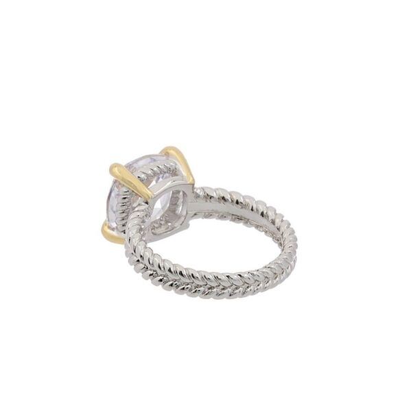 Juvell 18 Kt Two-Tone Plated White Topaz Twisted cab - Picture 2 of 7